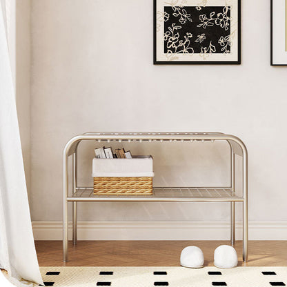 Modern Mid-Century Carbon Steel & Wood Rectangular Bench For Entryway, Bedroom, And Living Room