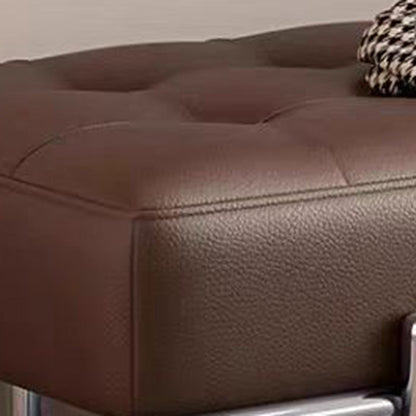 Modern Minimalist Faux Leather Stainless Steel Rectangular Bench For Entryway, Bedroom, And Living Room