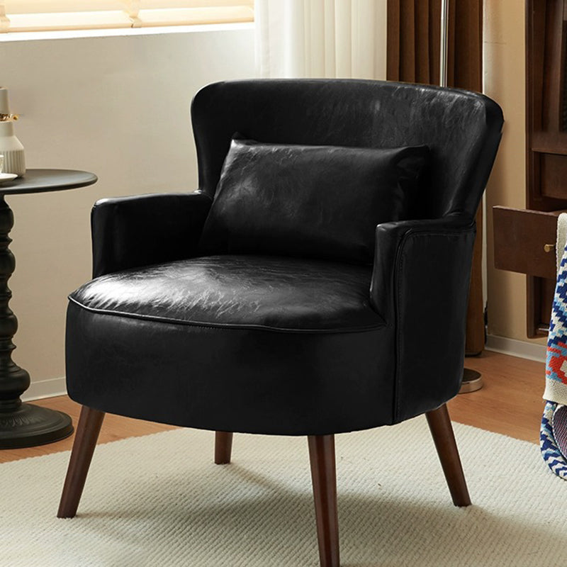 Traditional Vintage Cotton Linen Faux Leather Wood Square Sofa Armchair For Living Room And Bedroom