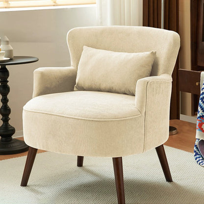 Traditional Vintage Cotton Linen Faux Leather Wood Square Sofa Armchair For Living Room And Bedroom