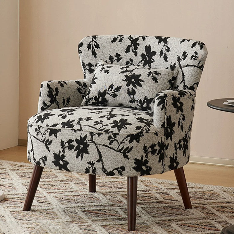 Traditional Vintage Cotton Linen Faux Leather Wood Square Sofa Armchair For Living Room And Bedroom