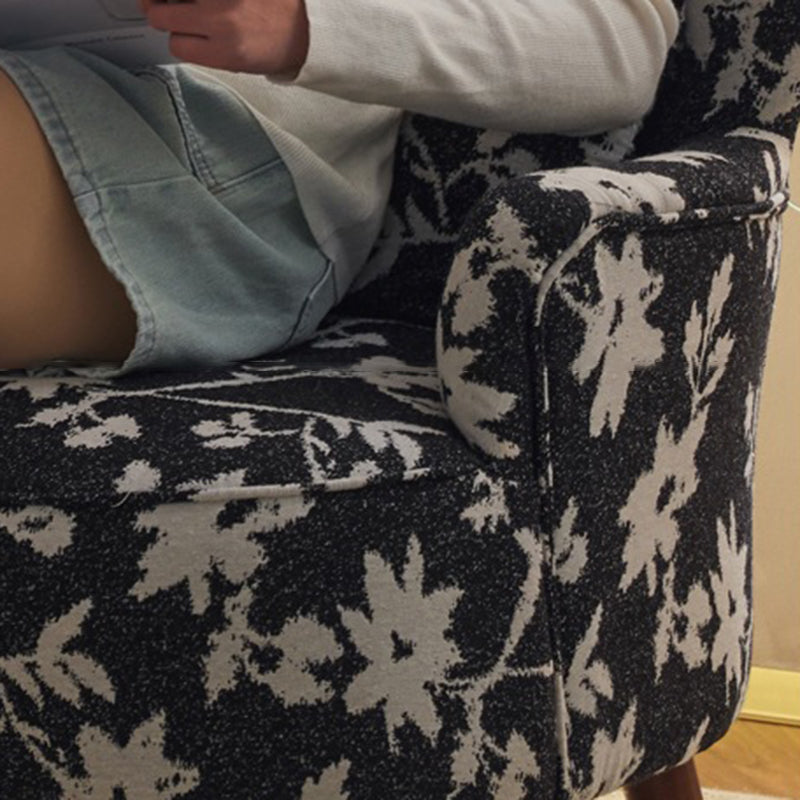 Traditional Vintage Cotton Linen Faux Leather Wood Square Sofa Armchair For Living Room And Bedroom