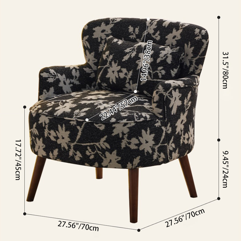 Traditional Vintage Cotton Linen Faux Leather Wood Square Sofa Armchair For Living Room And Bedroom