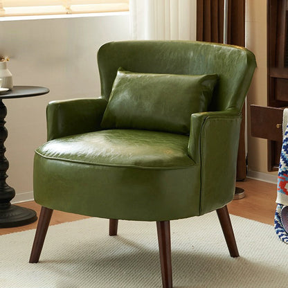 Traditional Vintage Cotton Linen Faux Leather Wood Square Sofa Armchair For Living Room And Bedroom