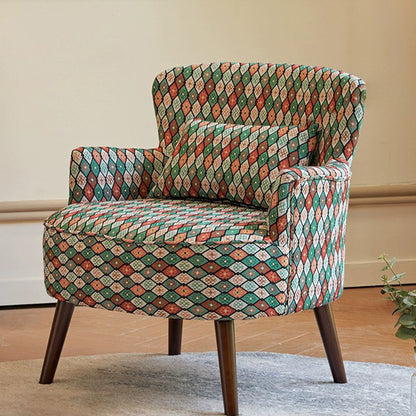 Traditional Vintage Cotton Linen Faux Leather Wood Square Sofa Armchair For Living Room And Bedroom