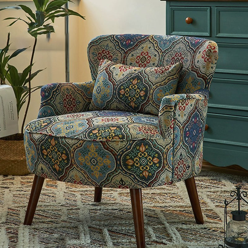 Traditional Vintage Cotton Linen Faux Leather Wood Square Sofa Armchair For Living Room And Bedroom