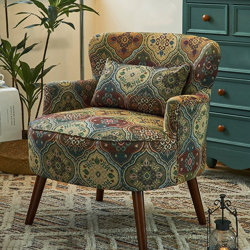 Traditional Vintage Cotton Linen Faux Leather Wood Square Sofa Armchair For Living Room And Bedroom