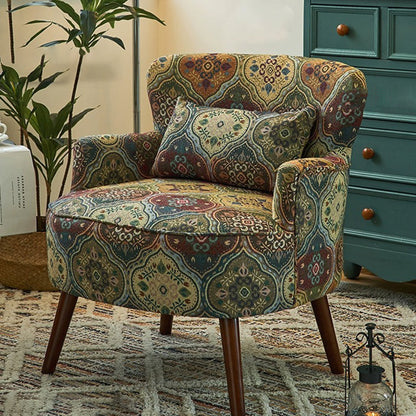 Traditional Vintage Cotton Linen Faux Leather Wood Square Sofa Armchair For Living Room And Bedroom