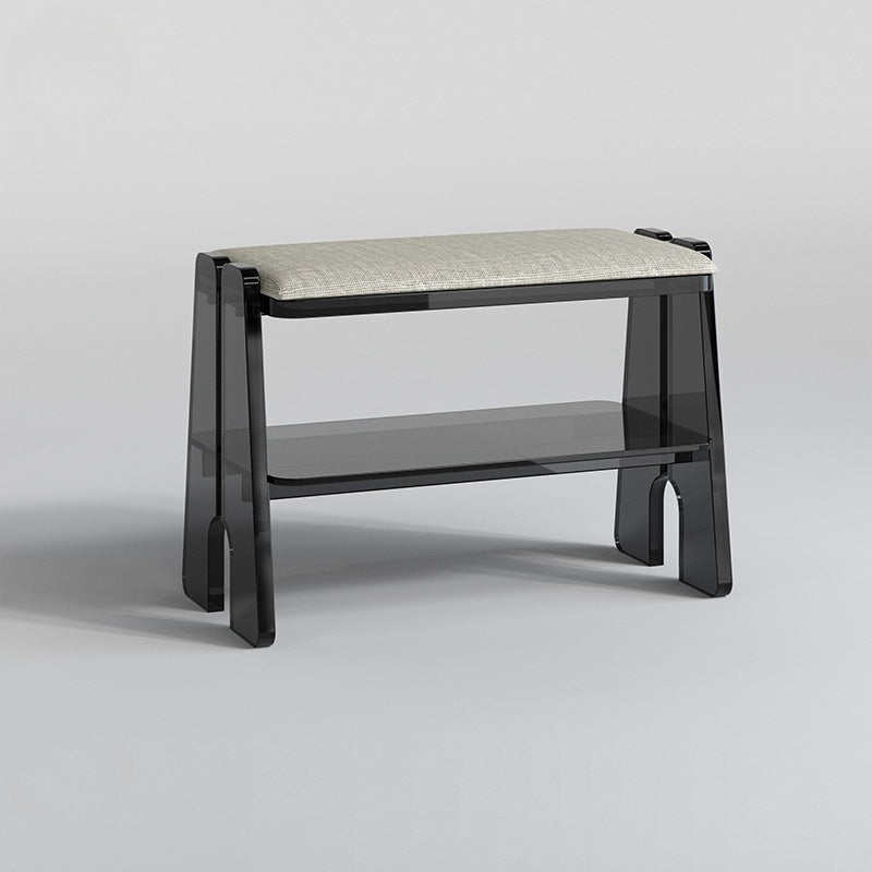 Modern Minimalist Acrylic & Cotton Linen Trapezoid Bench For Entryway, Bedroom & Living Room
