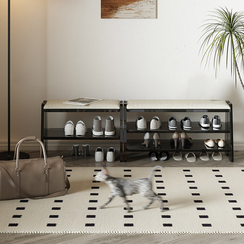 Modern Minimalist Acrylic & Cotton Linen Trapezoid Bench For Entryway, Bedroom & Living Room