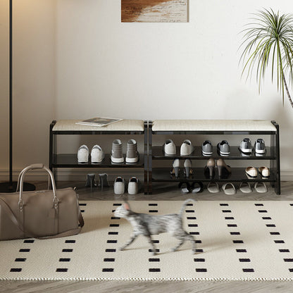 Modern Minimalist Acrylic & Cotton Linen Trapezoid Bench For Entryway, Bedroom & Living Room