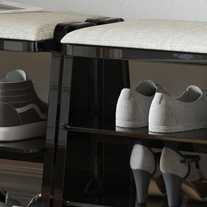 Modern Minimalist Acrylic & Cotton Linen Trapezoid Bench For Entryway, Bedroom & Living Room
