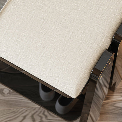 Modern Minimalist Acrylic & Cotton Linen Trapezoid Bench For Entryway, Bedroom & Living Room