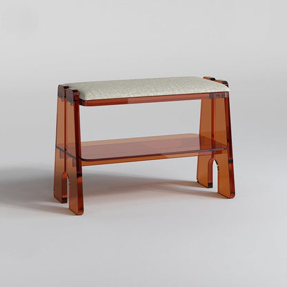 Modern Minimalist Acrylic & Cotton Linen Trapezoid Bench For Entryway, Bedroom & Living Room