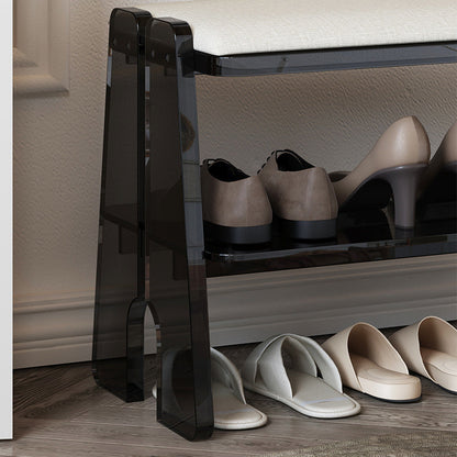 Modern Minimalist Acrylic & Cotton Linen Trapezoid Bench For Entryway, Bedroom & Living Room