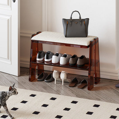 Modern Minimalist Acrylic & Cotton Linen Trapezoid Bench For Entryway, Bedroom & Living Room