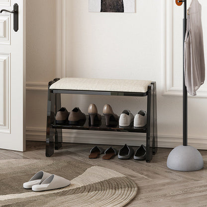 Modern Minimalist Acrylic & Cotton Linen Trapezoid Bench For Entryway, Bedroom & Living Room