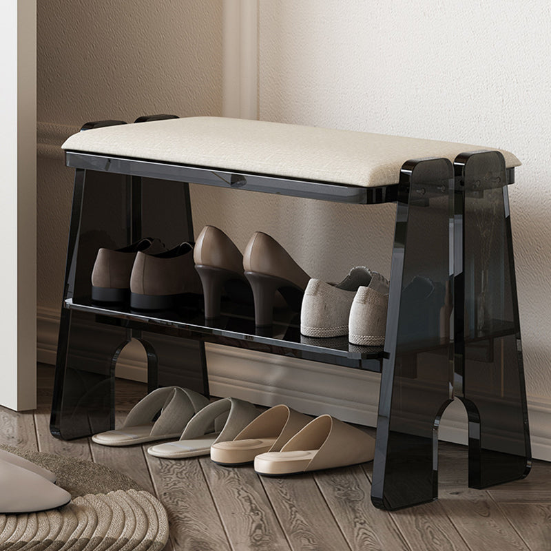 Modern Minimalist Acrylic & Cotton Linen Trapezoid Bench For Entryway, Bedroom & Living Room