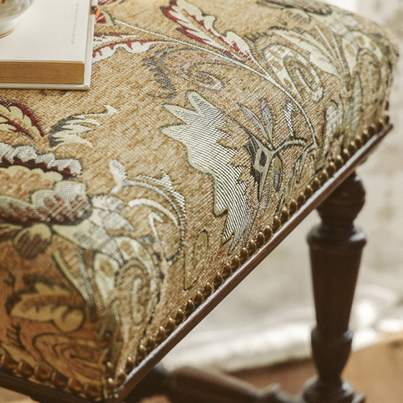 Traditional French Wood & Fabric Square Dining Chair For Living Room & Dining Room