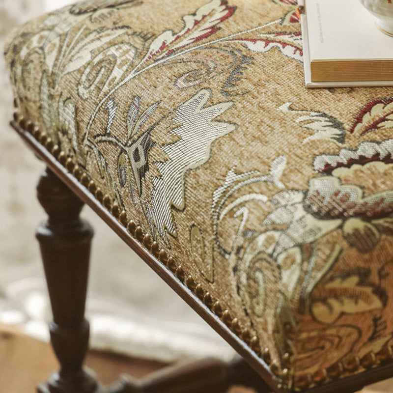 Traditional French Wood & Fabric Square Dining Chair For Living Room & Dining Room