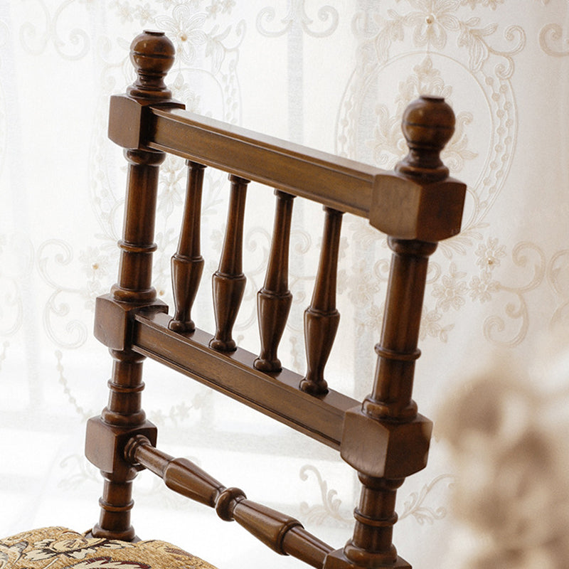 Traditional French Wood & Fabric Square Dining Chair For Living Room & Dining Room