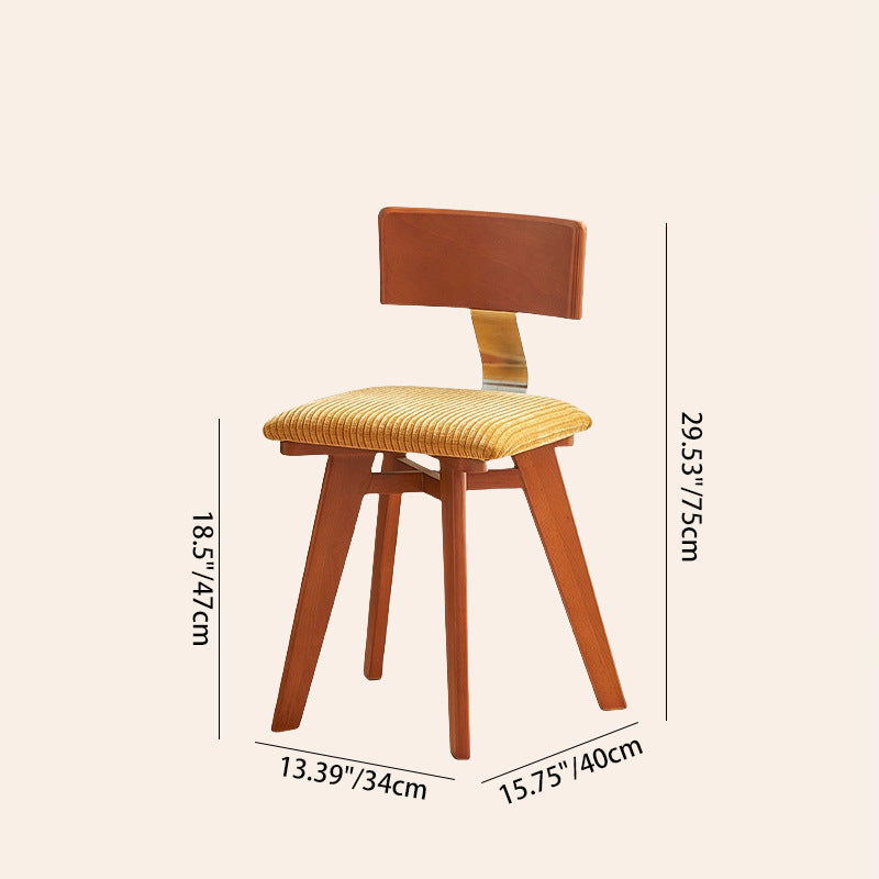 Contemporary Nordic Wood & Fabric Curved Square Dining Chair For Dining Room & Living Room