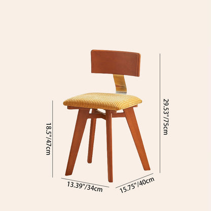 Contemporary Nordic Wood & Fabric Curved Square Dining Chair For Dining Room & Living Room