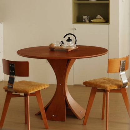 Contemporary Nordic Wood & Fabric Curved Square Dining Chair For Dining Room & Living Room