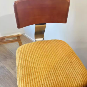 Contemporary Nordic Wood & Fabric Curved Square Dining Chair For Dining Room & Living Room