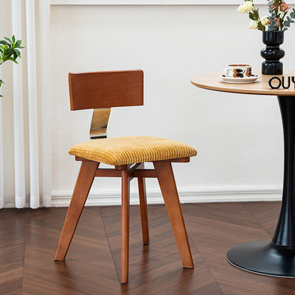 Contemporary Nordic Wood & Fabric Curved Square Dining Chair For Dining Room & Living Room