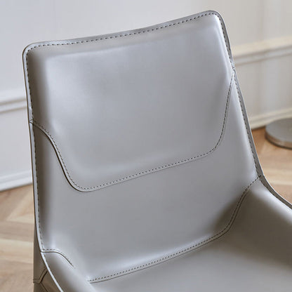 Modern Minimalist Saddle Leather & Carbon Steel Curved Square Dining Chair For Dining Room & Living Room