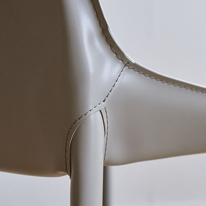 Modern Minimalist Saddle Leather & Carbon Steel Curved Square Dining Chair For Dining Room & Living Room