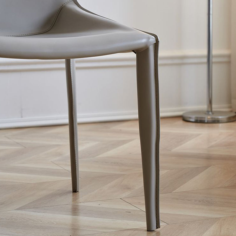 Modern Minimalist Saddle Leather & Carbon Steel Curved Square Dining Chair For Dining Room & Living Room