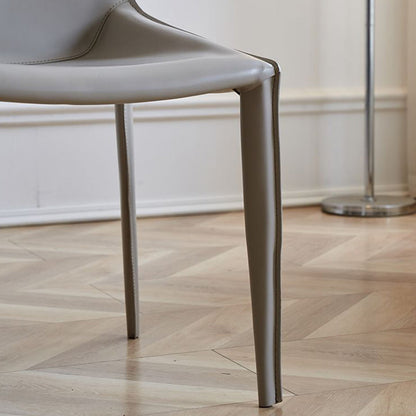 Modern Minimalist Saddle Leather & Carbon Steel Curved Square Dining Chair For Dining Room & Living Room