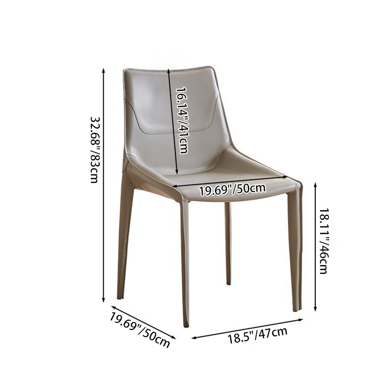 Modern Minimalist Saddle Leather & Carbon Steel Curved Square Dining Chair For Dining Room & Living Room