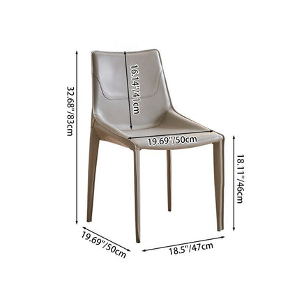 Modern Minimalist Saddle Leather & Carbon Steel Curved Square Dining Chair For Dining Room & Living Room