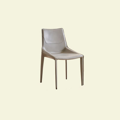 Modern Minimalist Saddle Leather & Carbon Steel Curved Square Dining Chair For Dining Room & Living Room