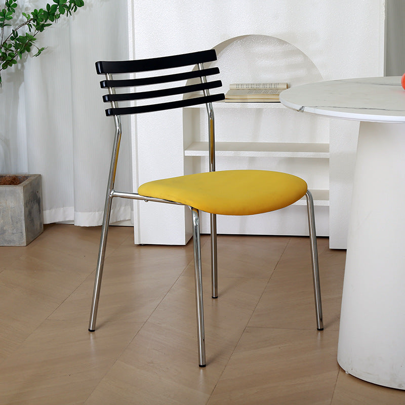 Modern Minimalist Fabric & Iron Curved Dining Chair For Dining Room & Living Room