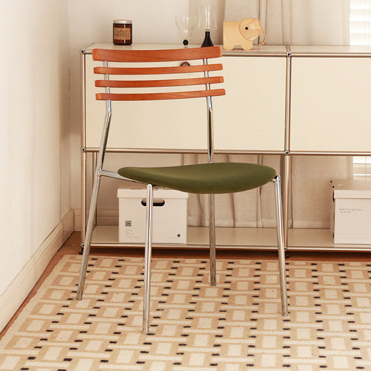 Modern Minimalist Fabric & Iron Curved Dining Chair For Dining Room & Living Room