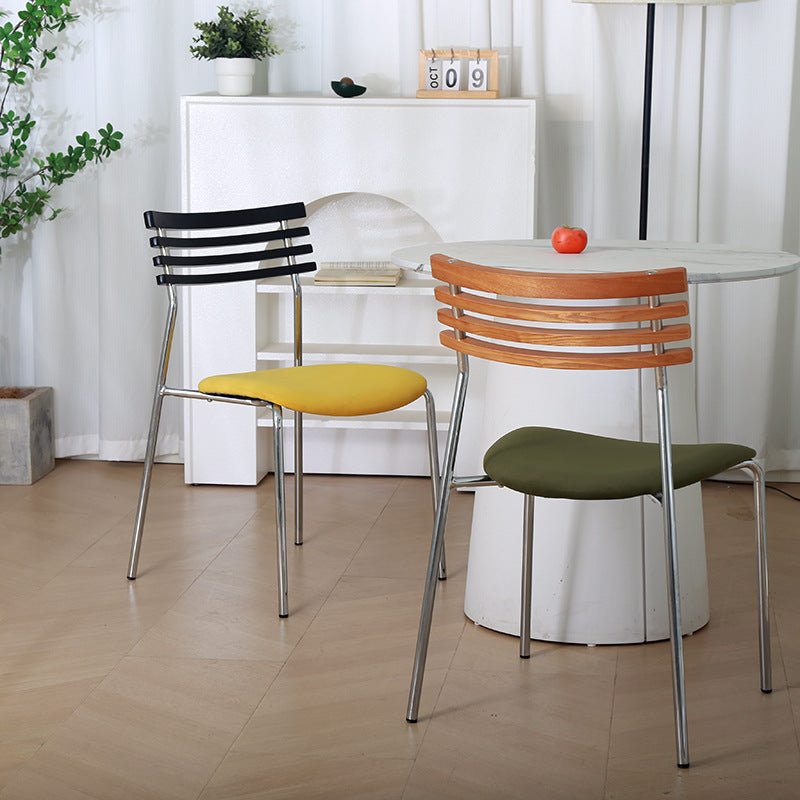 Modern Minimalist Fabric & Iron Curved Dining Chair For Dining Room & Living Room