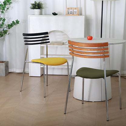 Modern Minimalist Fabric & Iron Curved Dining Chair For Dining Room & Living Room