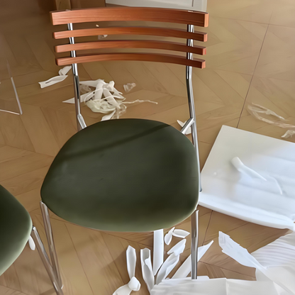 Modern Minimalist Fabric & Iron Curved Dining Chair For Dining Room & Living Room