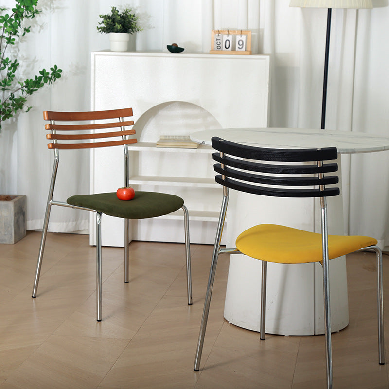 Modern Minimalist Fabric & Iron Curved Dining Chair For Dining Room & Living Room