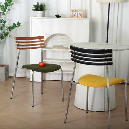 Modern Minimalist Fabric & Iron Curved Dining Chair For Dining Room & Living Room