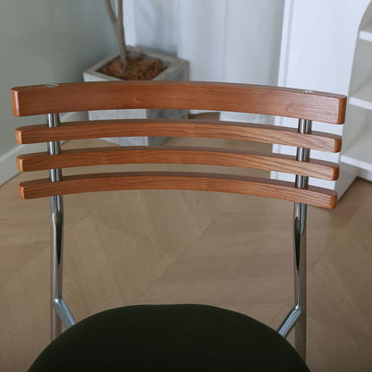 Modern Minimalist Fabric & Iron Curved Dining Chair For Dining Room & Living Room