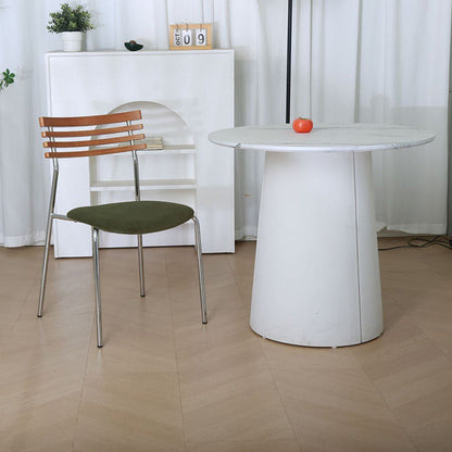 Modern Minimalist Fabric & Iron Curved Dining Chair For Dining Room & Living Room