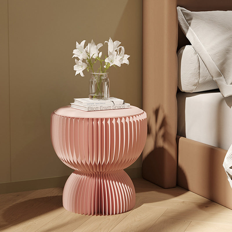 Contemporary Creative Leather & Kraft Paper Lotus-Shaped Foldable Low Stool For Bedroom & Living Room