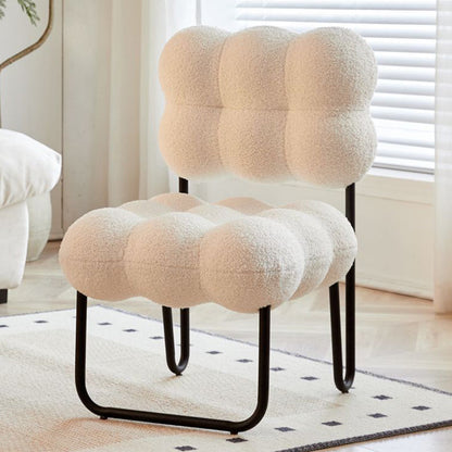 Contemporary Nordic Circle Fleece & Iron Square Accent Chair For Bedroom And Living Room