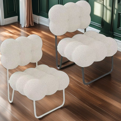 Contemporary Nordic Circle Fleece & Iron Square Accent Chair For Bedroom And Living Room