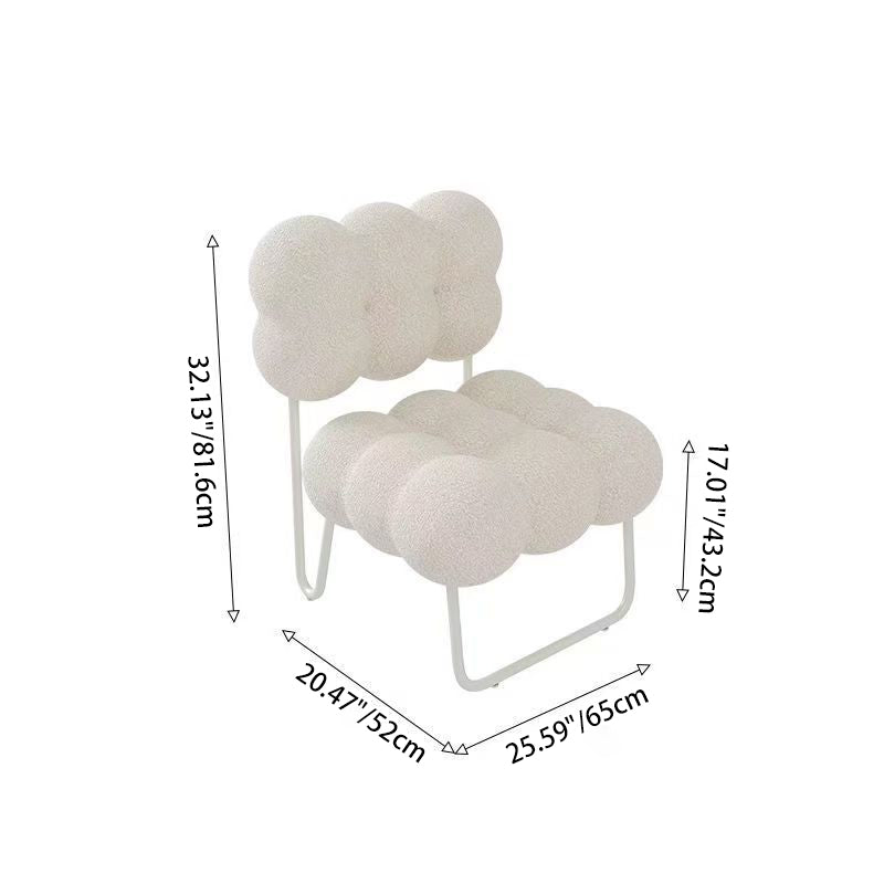 Contemporary Nordic Circle Fleece & Iron Square Accent Chair For Bedroom And Living Room